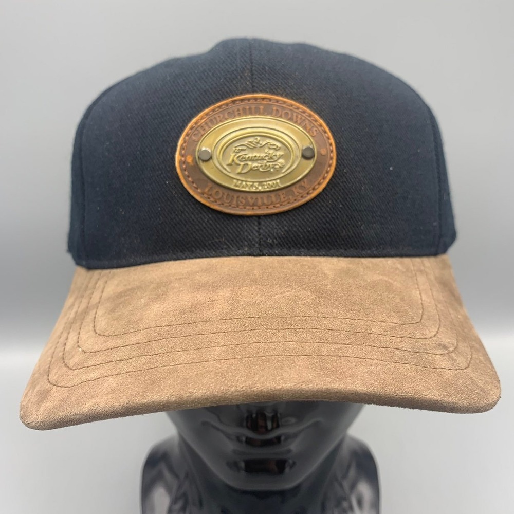 Vintage All Pro Kentucky Derby 2001 Hat Black Brown Leather Brim Baseball Cap